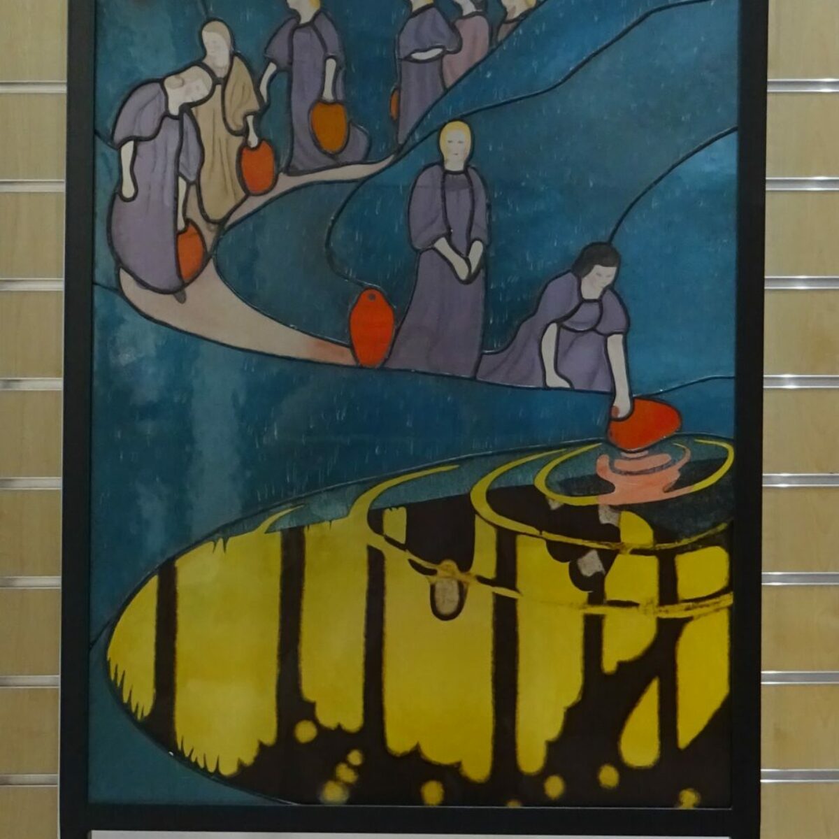 Vitrail paravent Art nouveau les femmes à la source