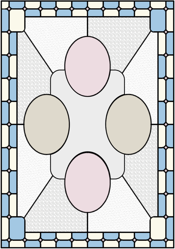 Proposition de Maquette des pièces de verre réagencées Proposition de Maquette des pièces de verre réagencées